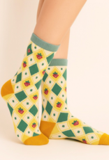 "Strawberry Fields Forever" Argyle & Strawberry Pattern Crew Sock