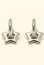 "Centauri" Silver Star Charm Hugger Hoop Earrings