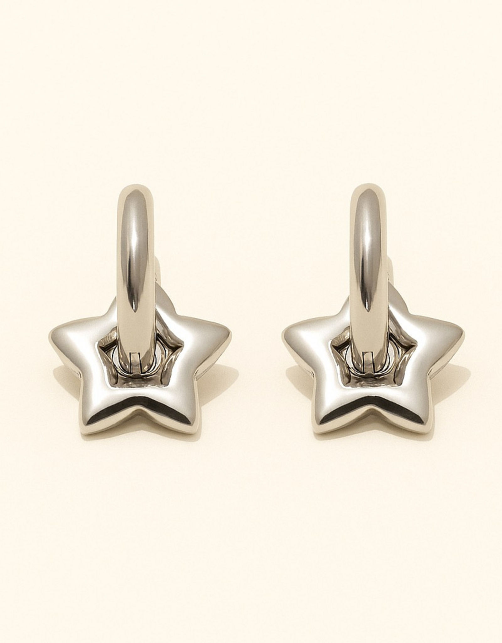 "Centauri" Silver Star Charm Hugger Hoop Earrings