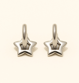 "Centauri" Silver Star Charm Hugger Hoop Earrings