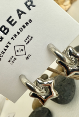 "Centauri" Silver Star Charm Hugger Hoop Earrings