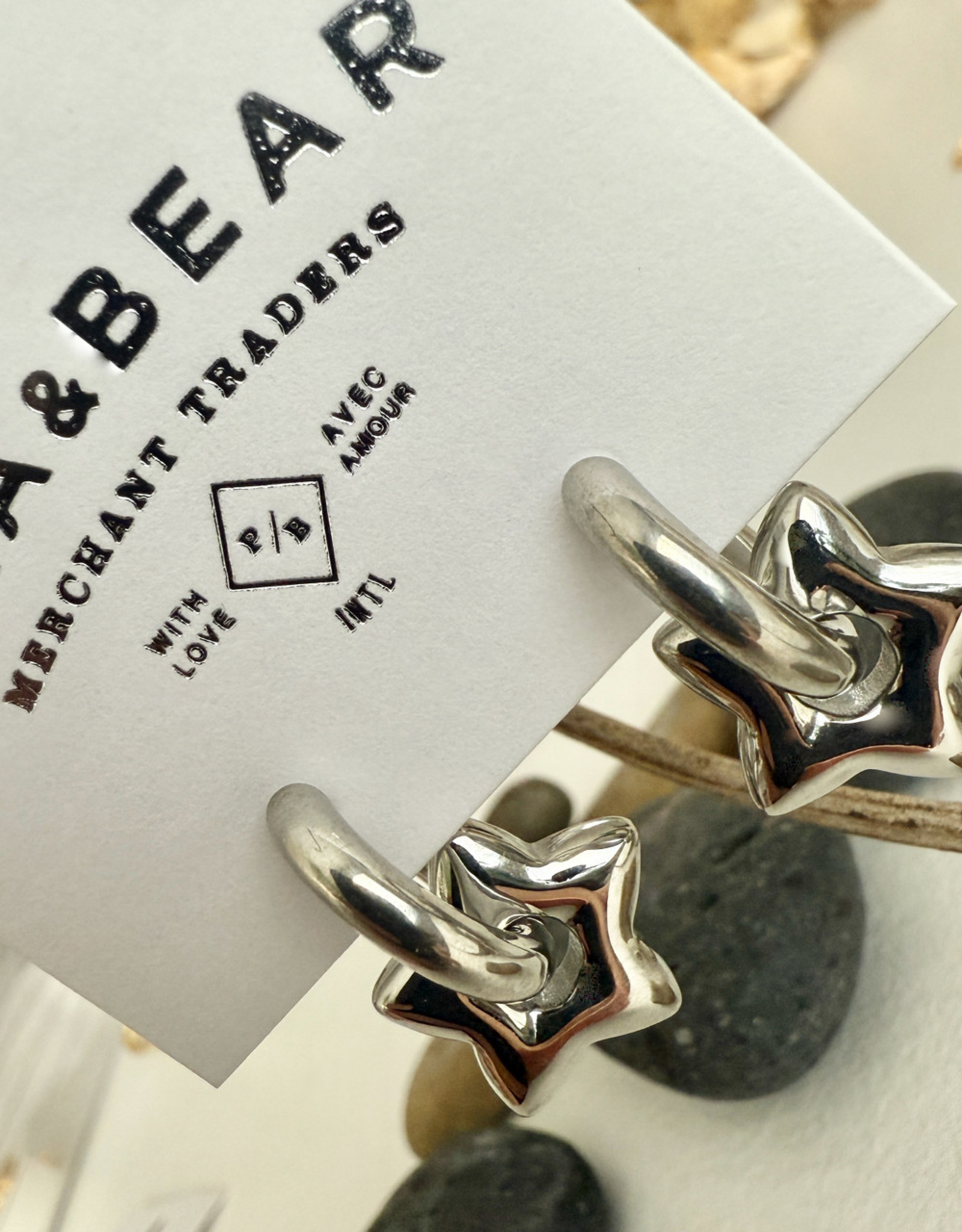 "Centauri" Silver Star Charm Hugger Hoop Earrings