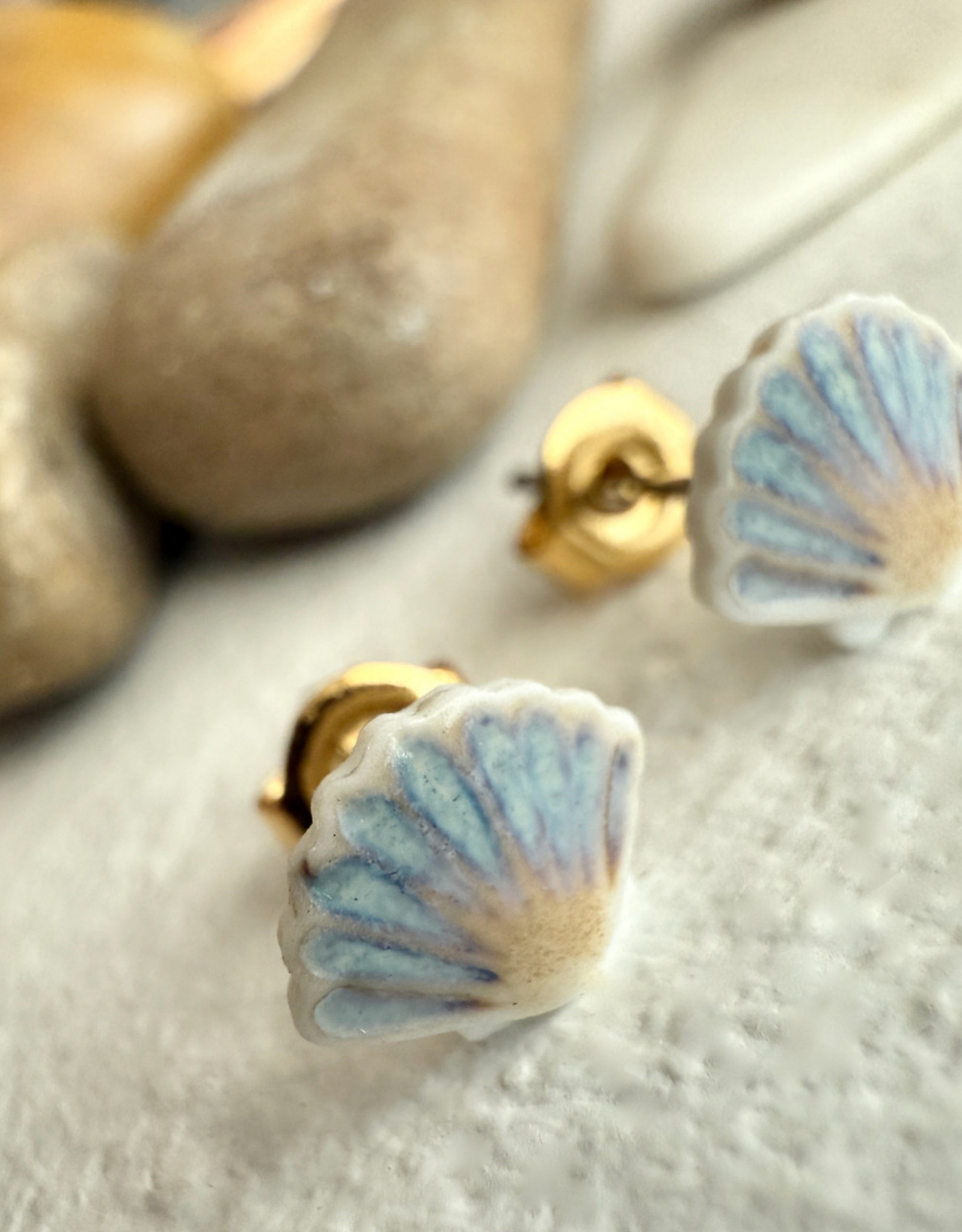"Orinoco" Porcelain Sea Shell Stud Earrings