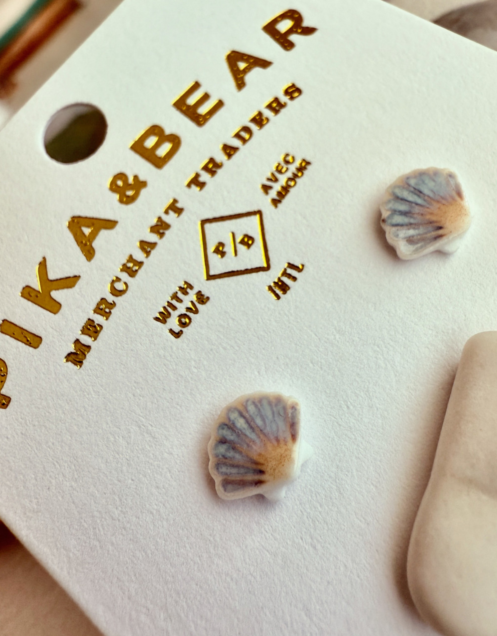 "Orinoco" Porcelain Sea Shell Stud Earrings