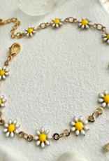 "Daisy Jane" Flower Chain Bracelet in Enamel & Gold