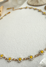 "Daisy Jane" Flower Chain Necklace in Enamel & Gold