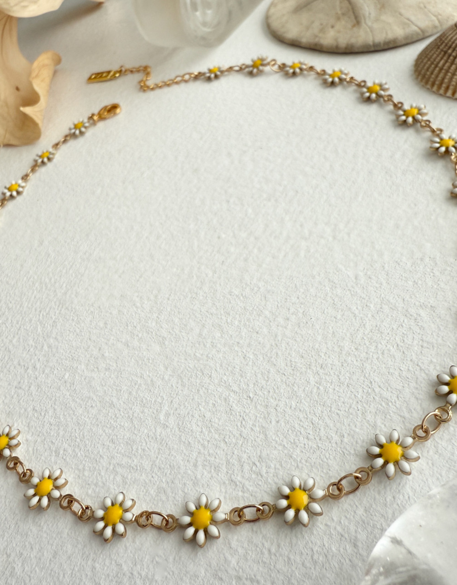"Daisy Jane" Flower Chain Necklace in Enamel & Gold