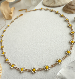 "Daisy Jane" Flower Chain Necklace in Enamel & Gold