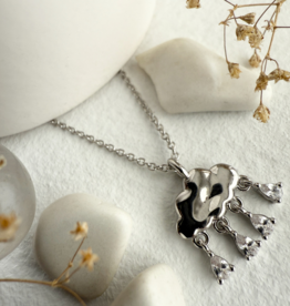 "Wilhelm" Silver Cloud with Rhinestone Drops Charm Necklace