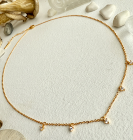"Avalon" Tiny Rhinestone Drops Charm Necklace in Gold