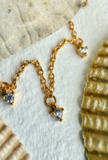 "Avalon" Tiny Rhinestone Drops Charm Necklace in Gold