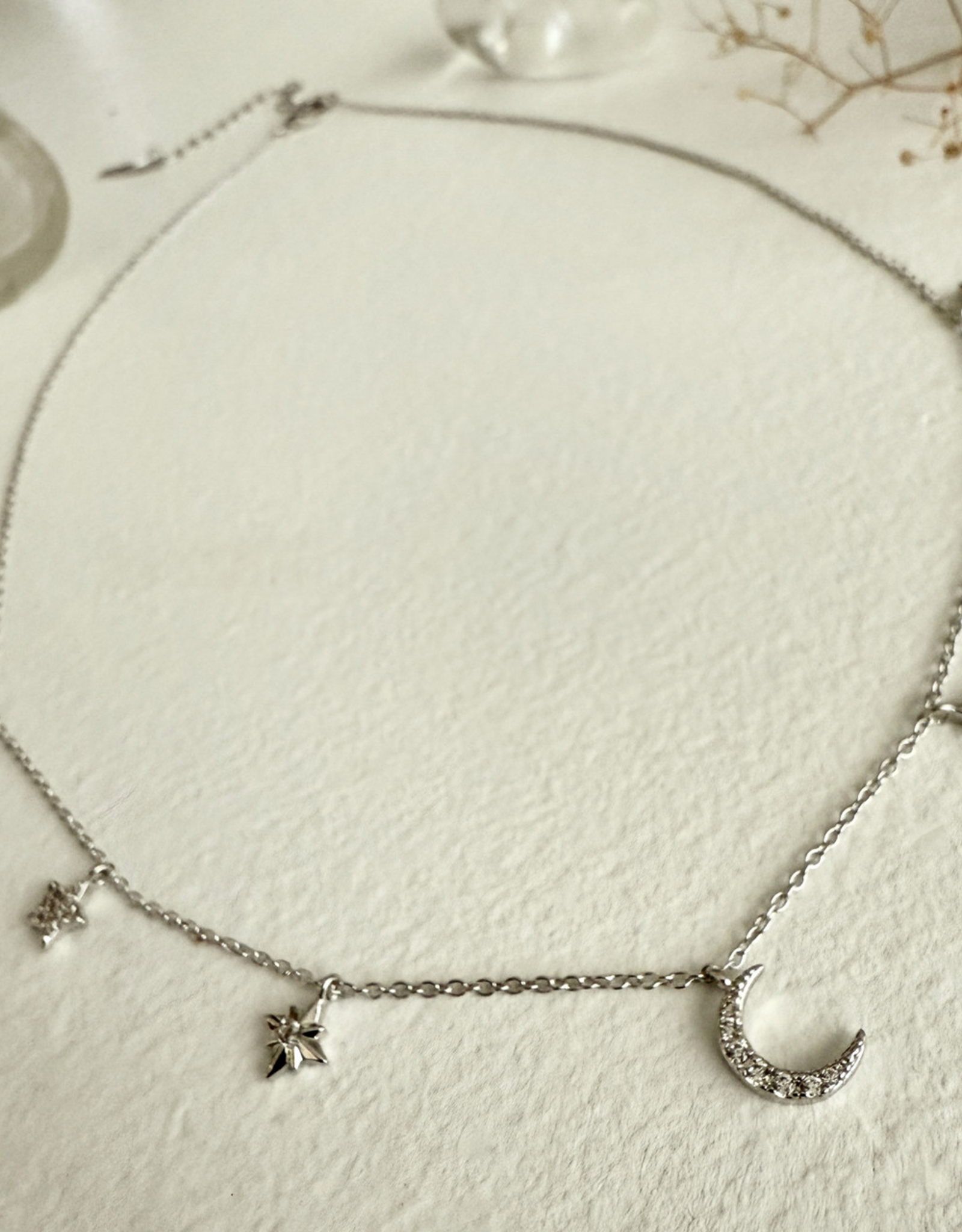 "Andromeda" Silver Stars & Moon Charm Necklace