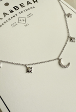 "Andromeda" Silver Stars & Moon Charm Necklace