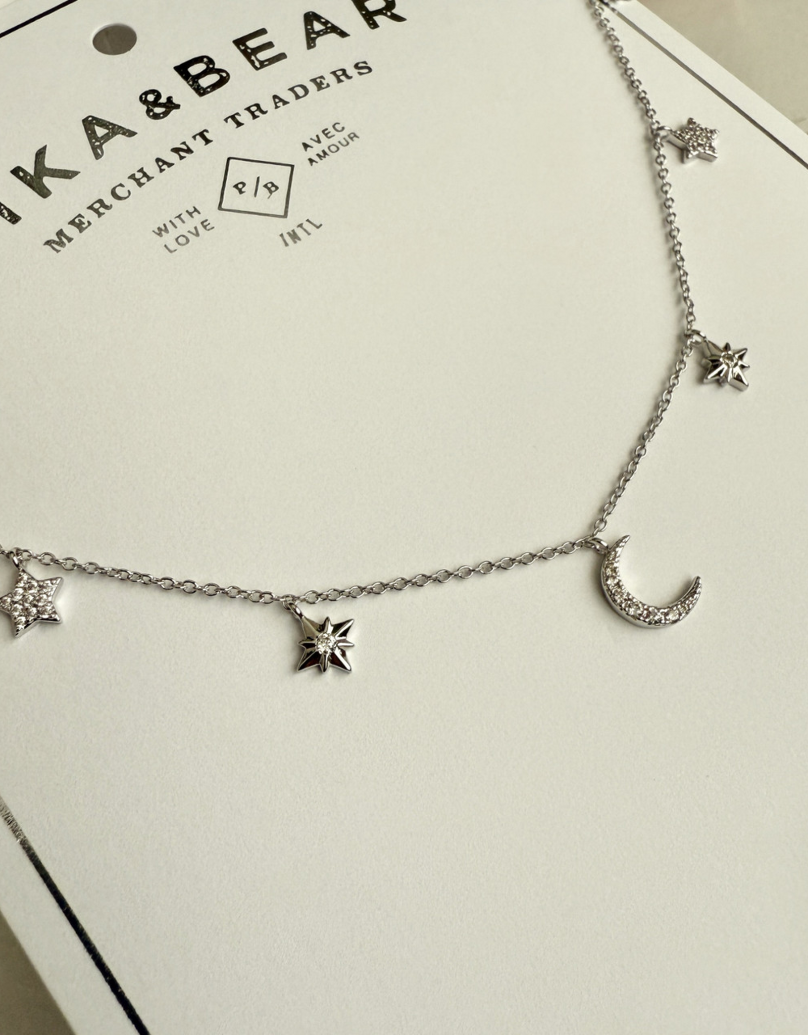 "Andromeda" Silver Stars & Moon Charm Necklace
