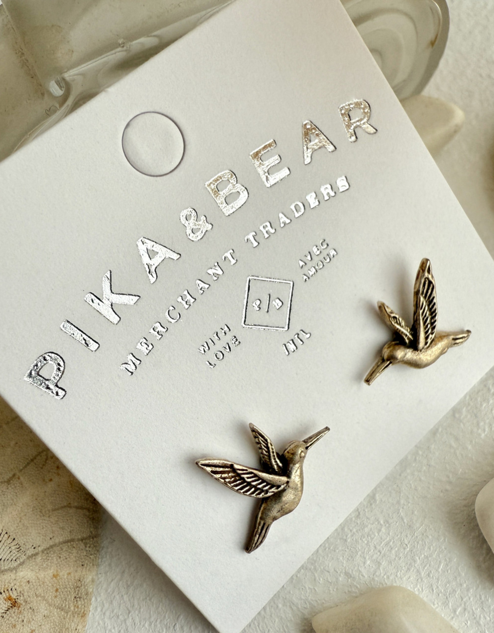 "Calliope" Silver Hummingbird Stud Earrings