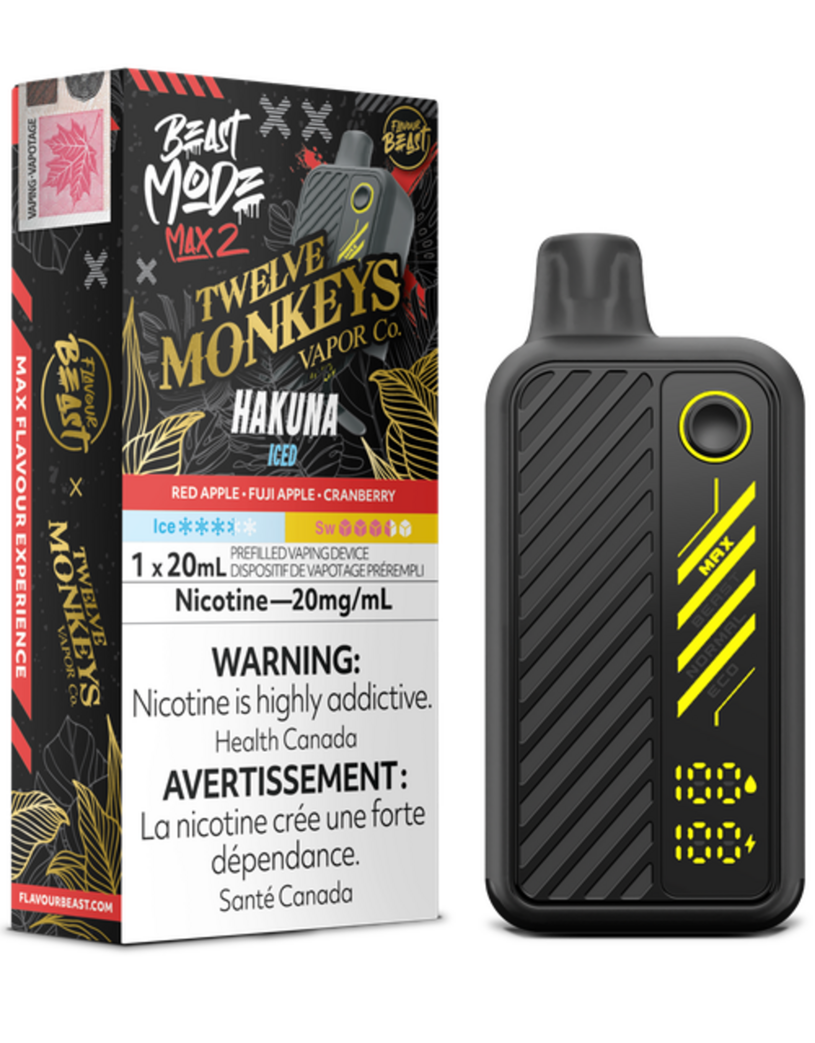 Flavour Beast Beast Mode Max 2 X 12 Monkeys Disposable