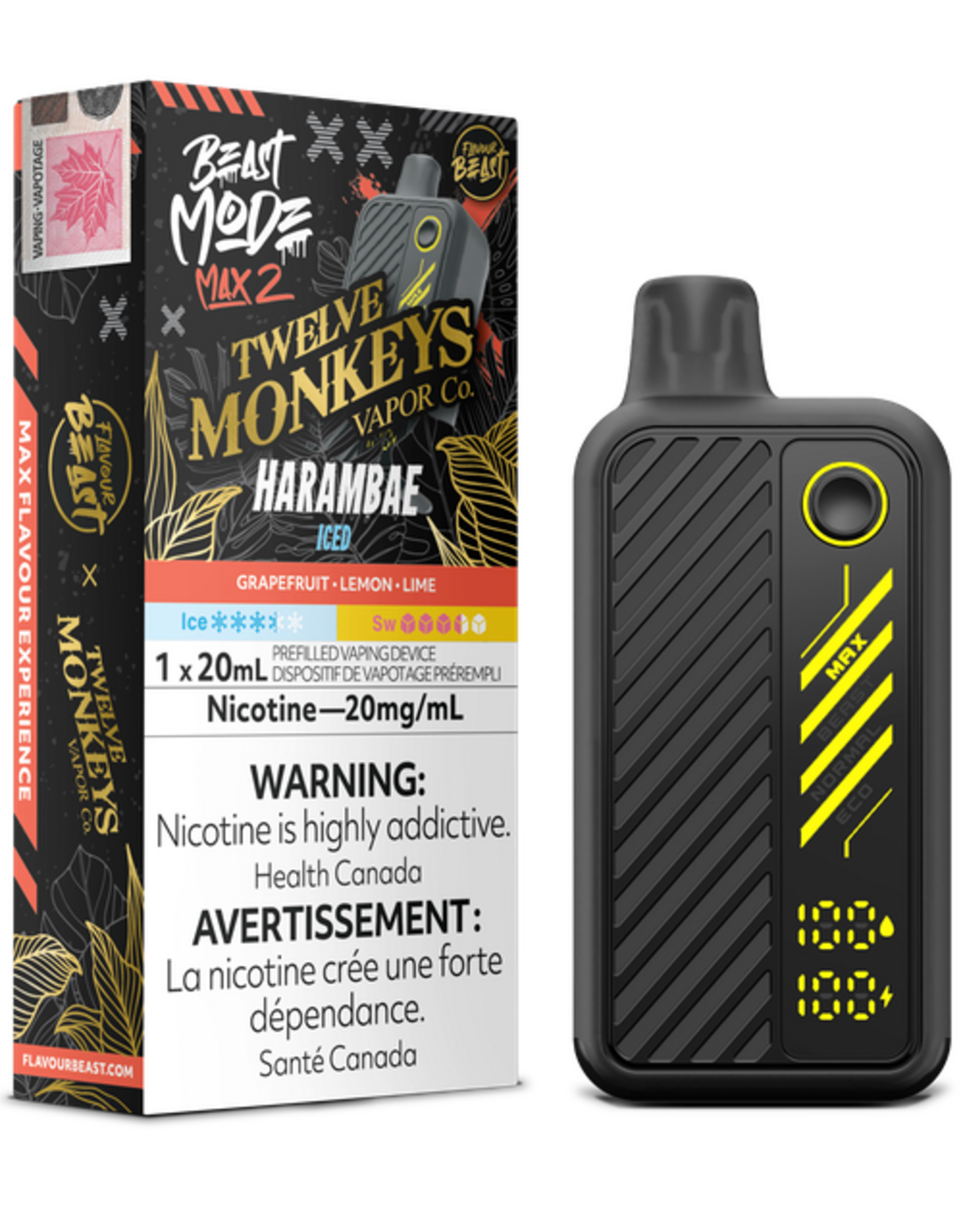 Flavour Beast Beast Mode Max 2 X 12 Monkeys Disposable