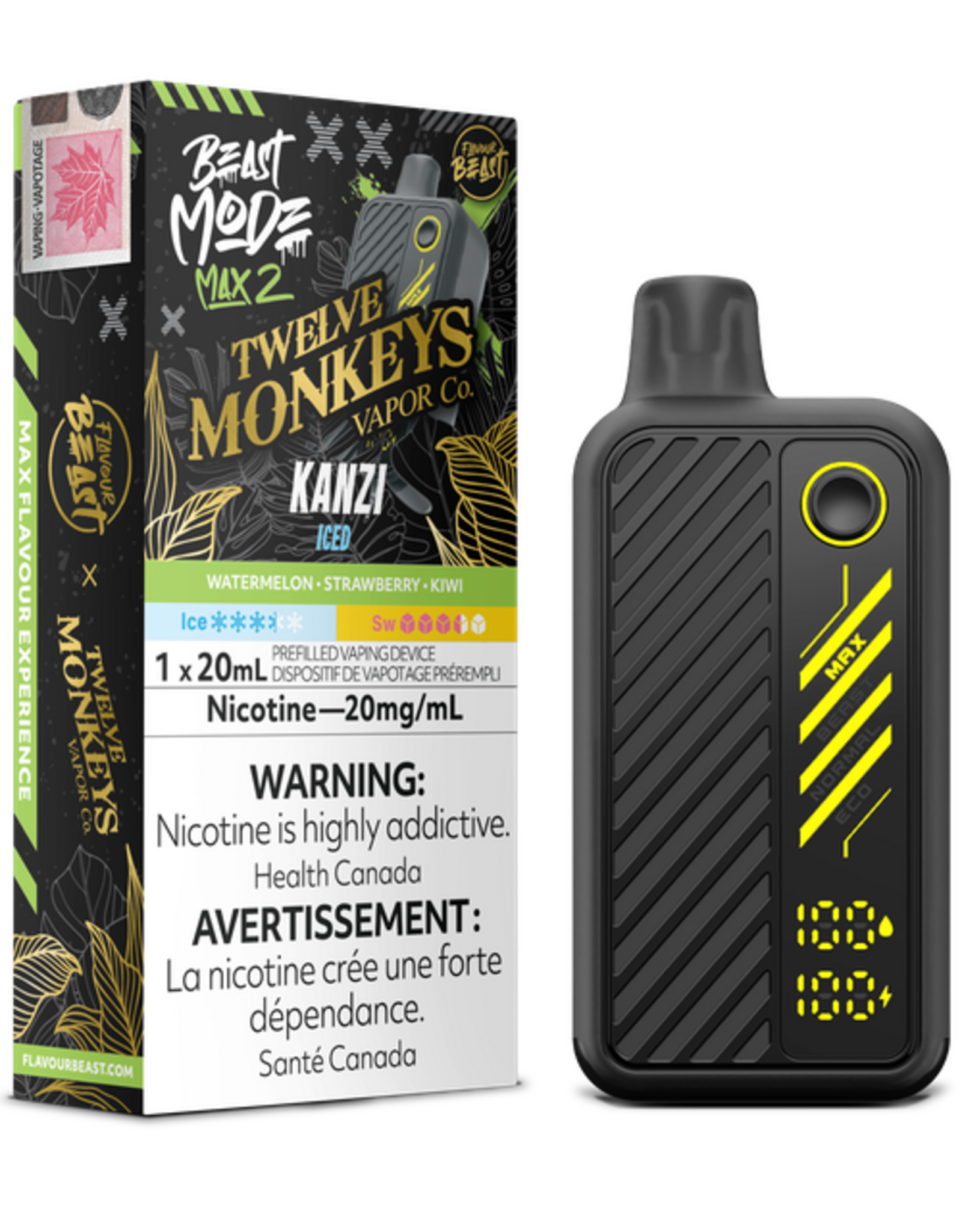 Flavour Beast Beast Mode Max 2 X 12 Monkeys Disposable