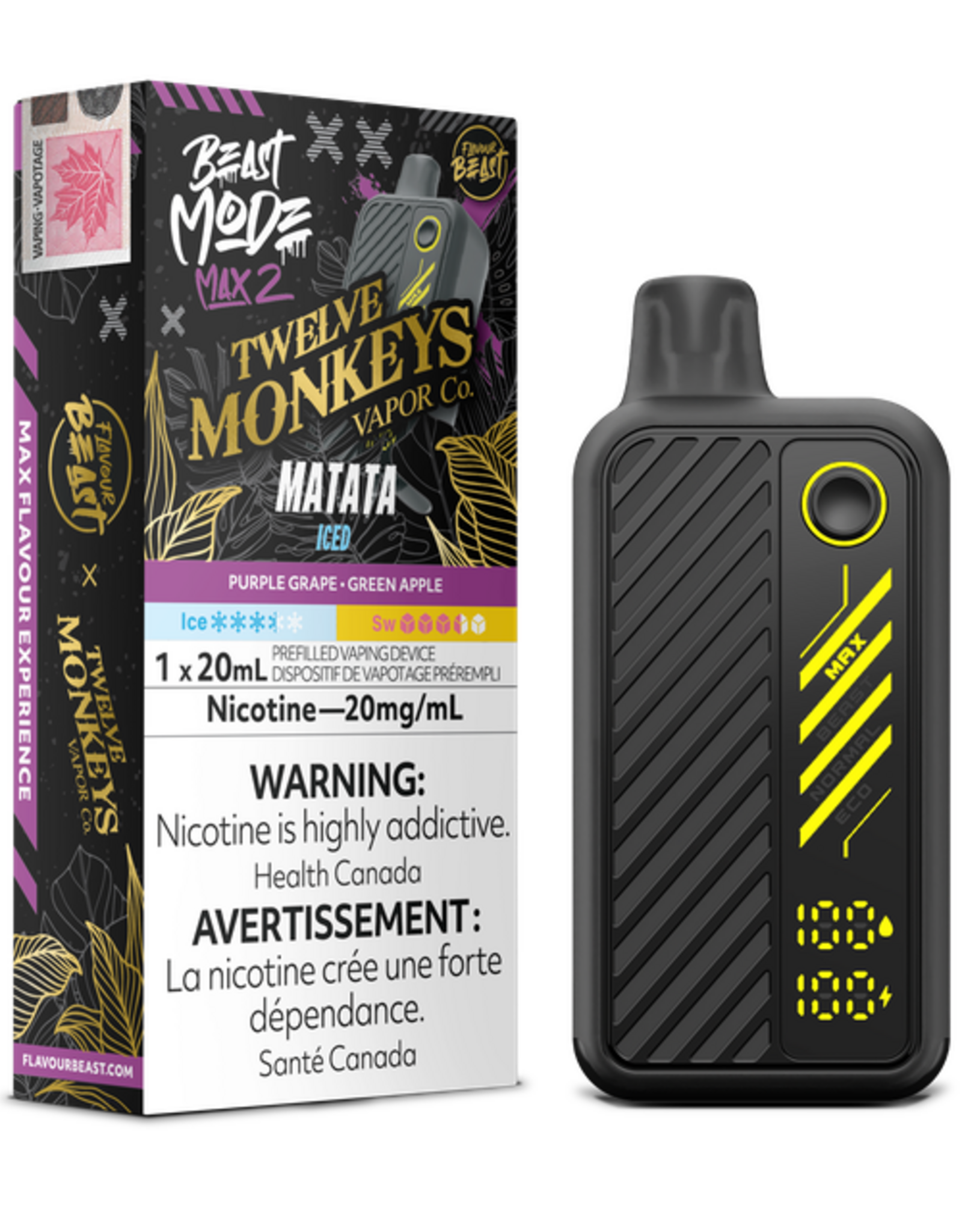 Flavour Beast Beast Mode Max 2 X 12 Monkeys Disposable