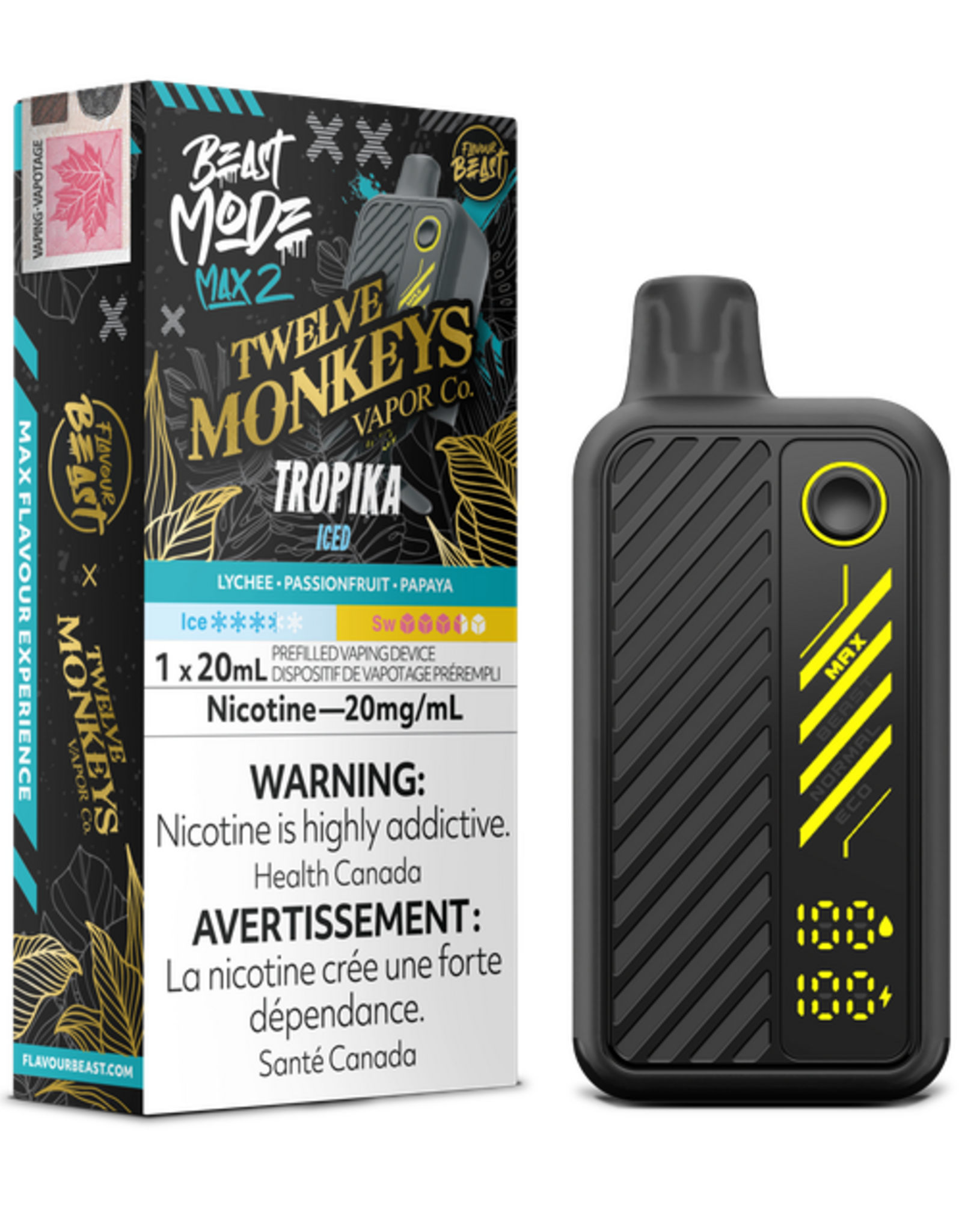 Flavour Beast Beast Mode Max 2 X 12 Monkeys Disposable