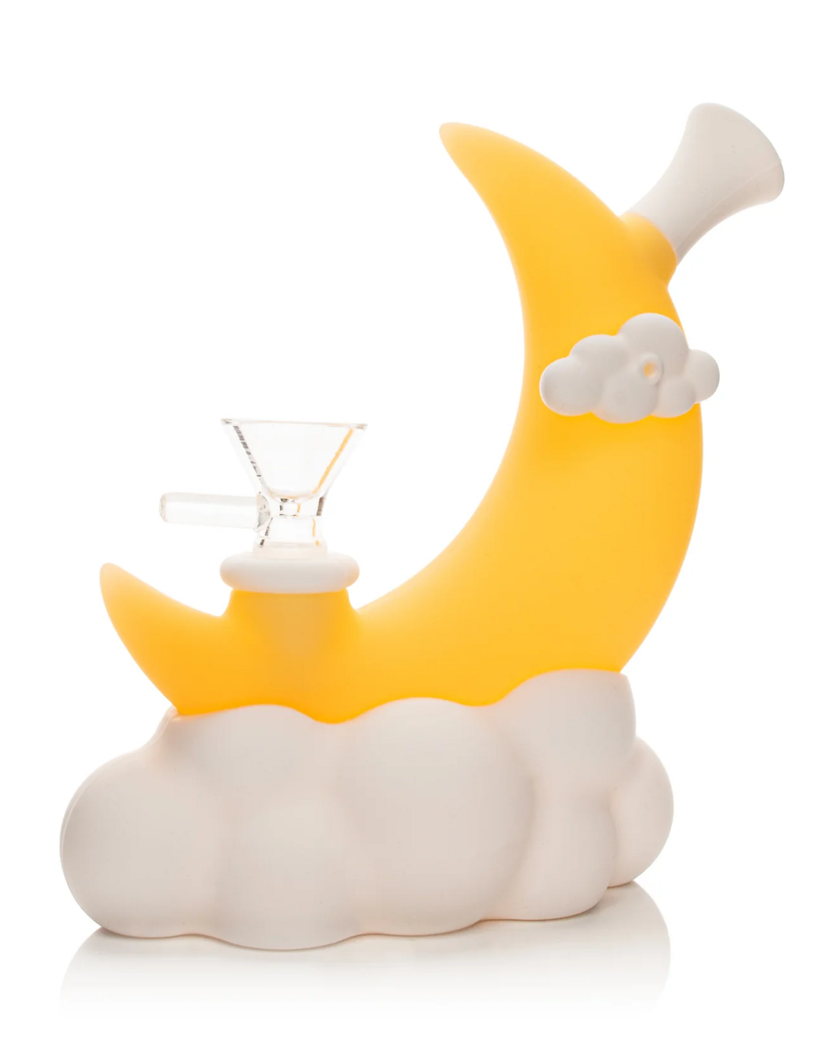 6.5" Yellow Glow-In-The-Dark Moon Water Pipe w/Glass Pull-Out