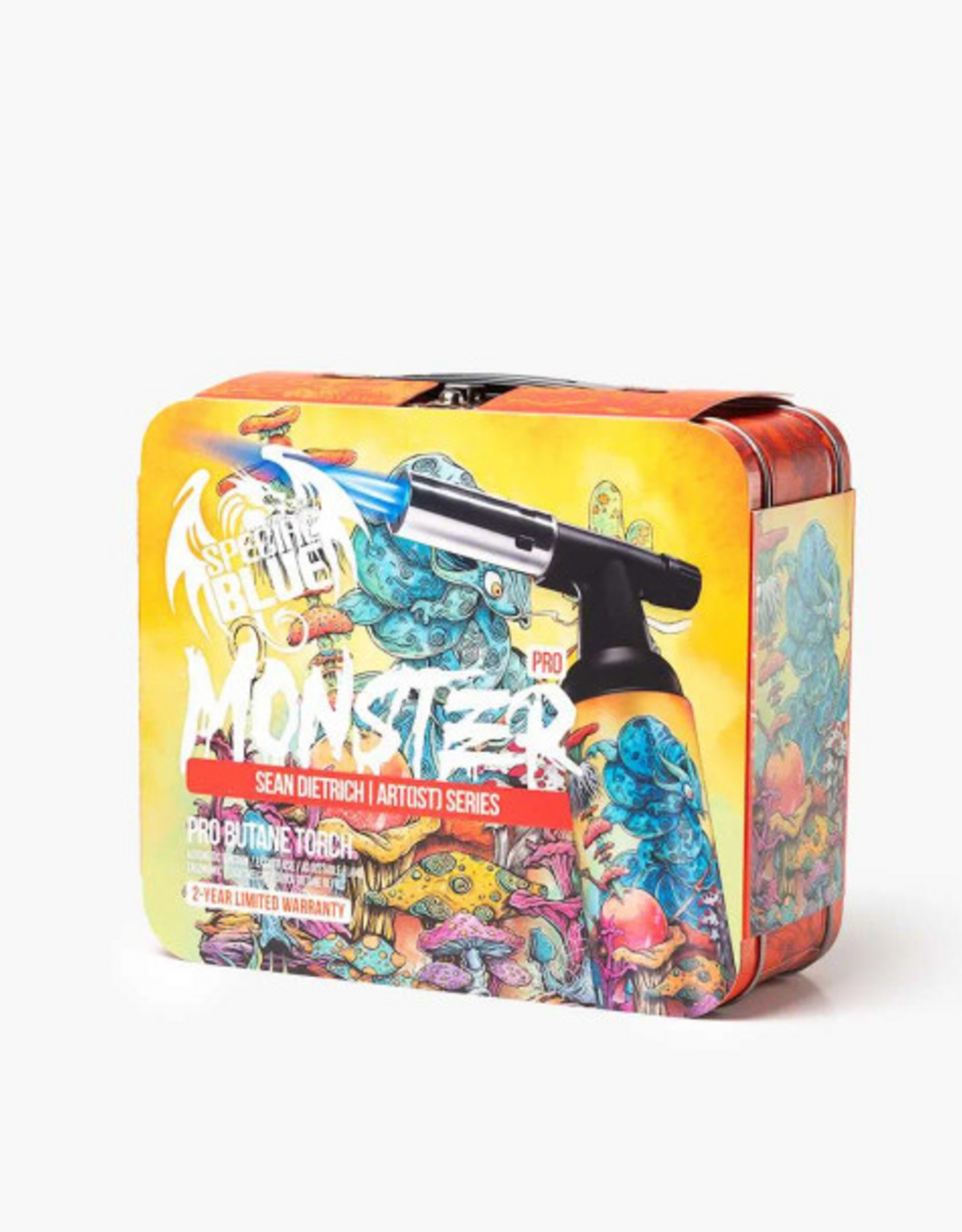 Special Blue Monster Double-Flame Torch w/ Matching Tin Carrying Case Artist Series V1