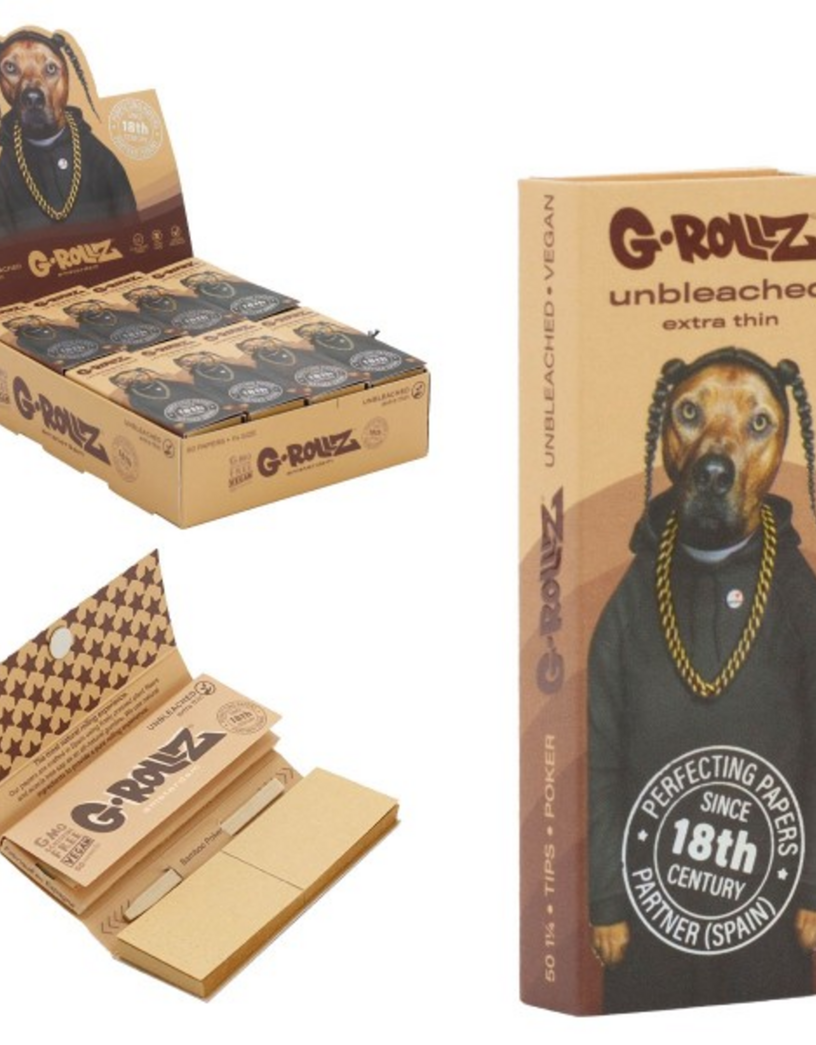 G-Rollz Pets Rock 'Rap' Unbleached 11/4 Rolling Paper + Tips