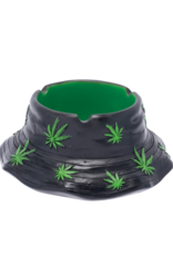 6" Fujima Black & Green Leaf Bucket Hat Ashtray