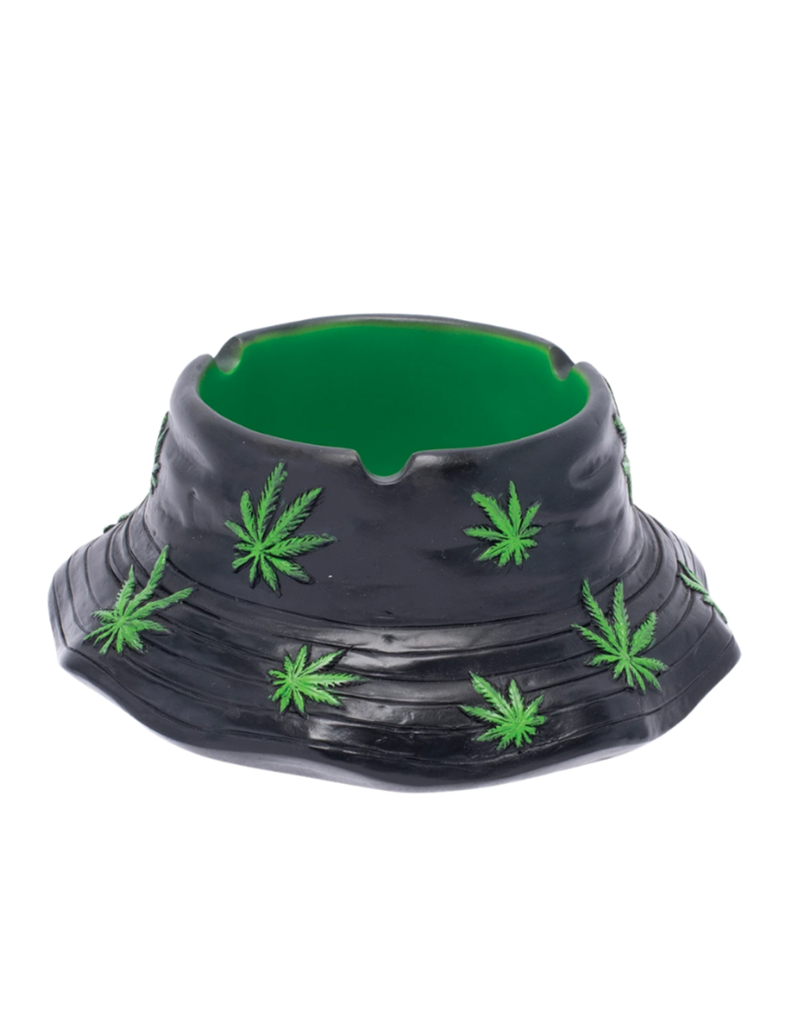 6" Fujima Black & Green Leaf Bucket Hat Ashtray