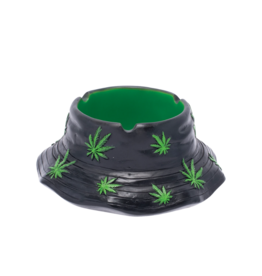 6" Fujima Black & Green Leaf Bucket Hat Ashtray