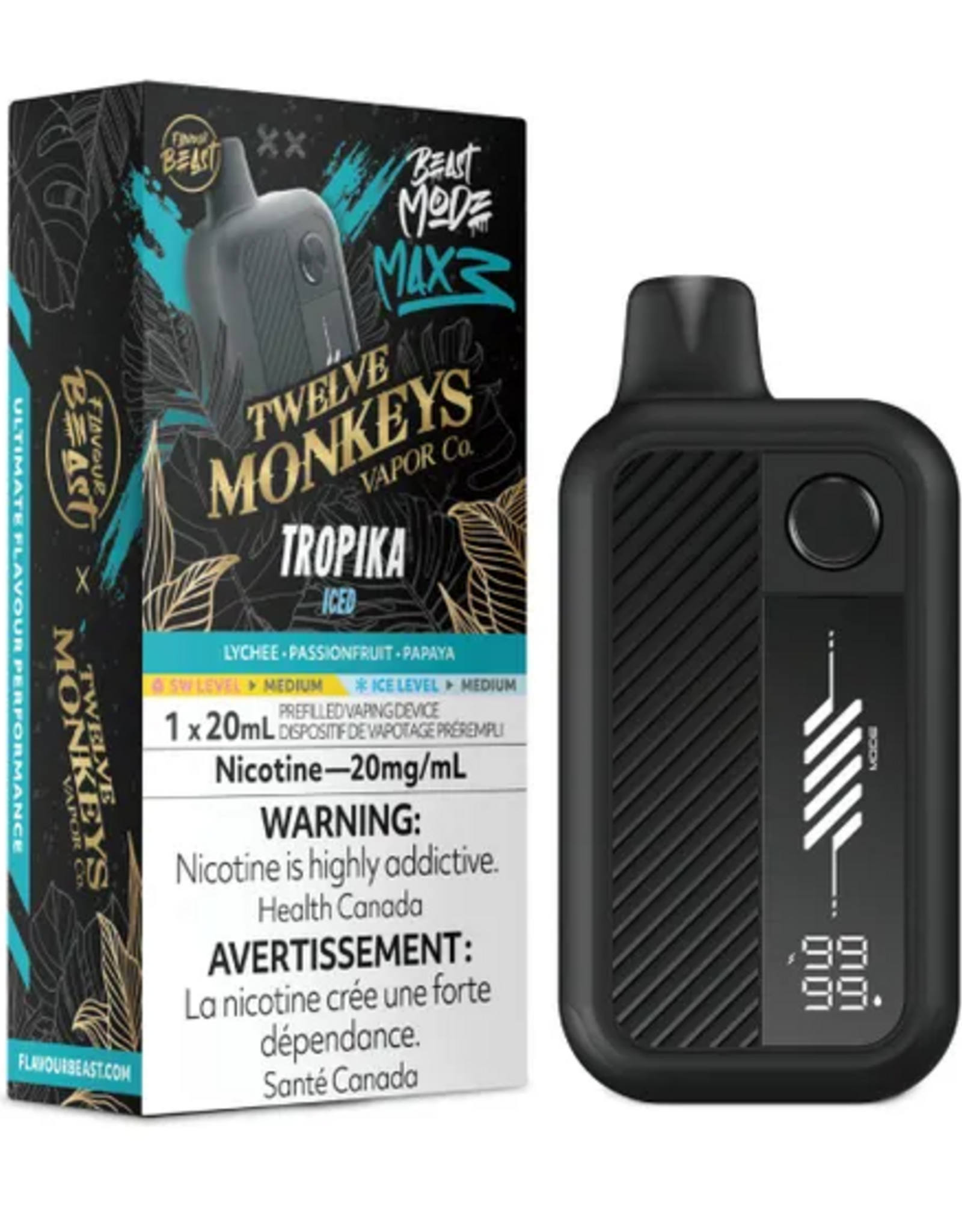 Flavour Beast Beast Mode Max 3 X 12 Monkeys Disposable