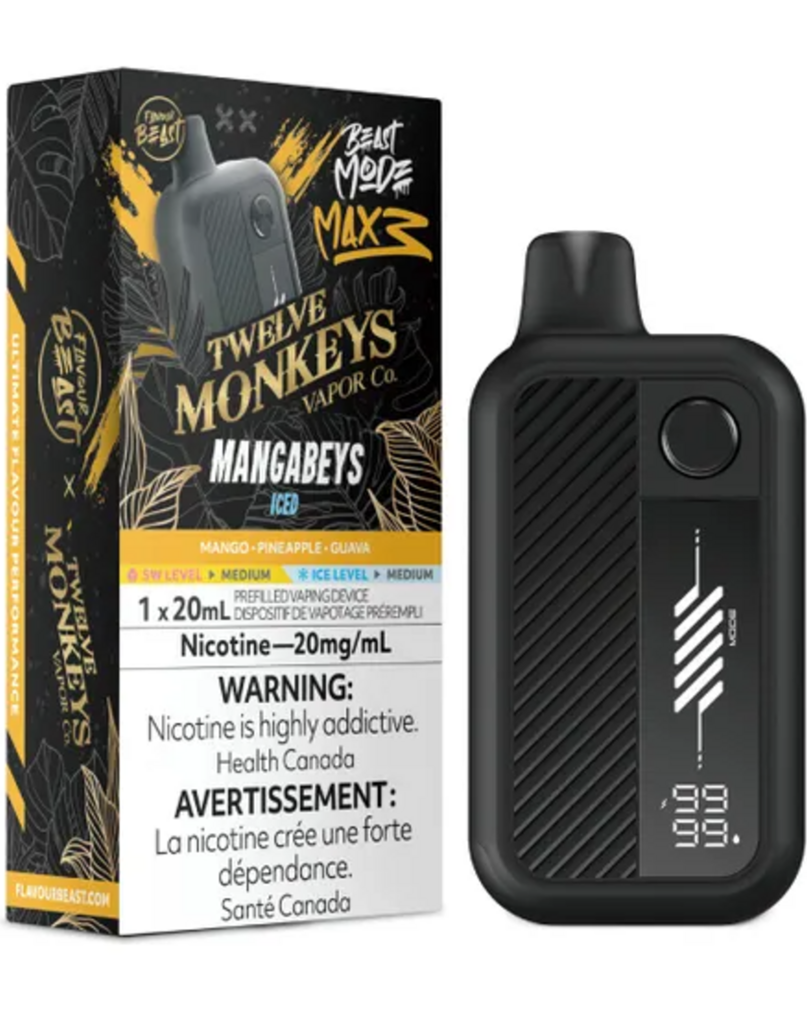 Flavour Beast Beast Mode Max 3 X 12 Monkeys Disposable