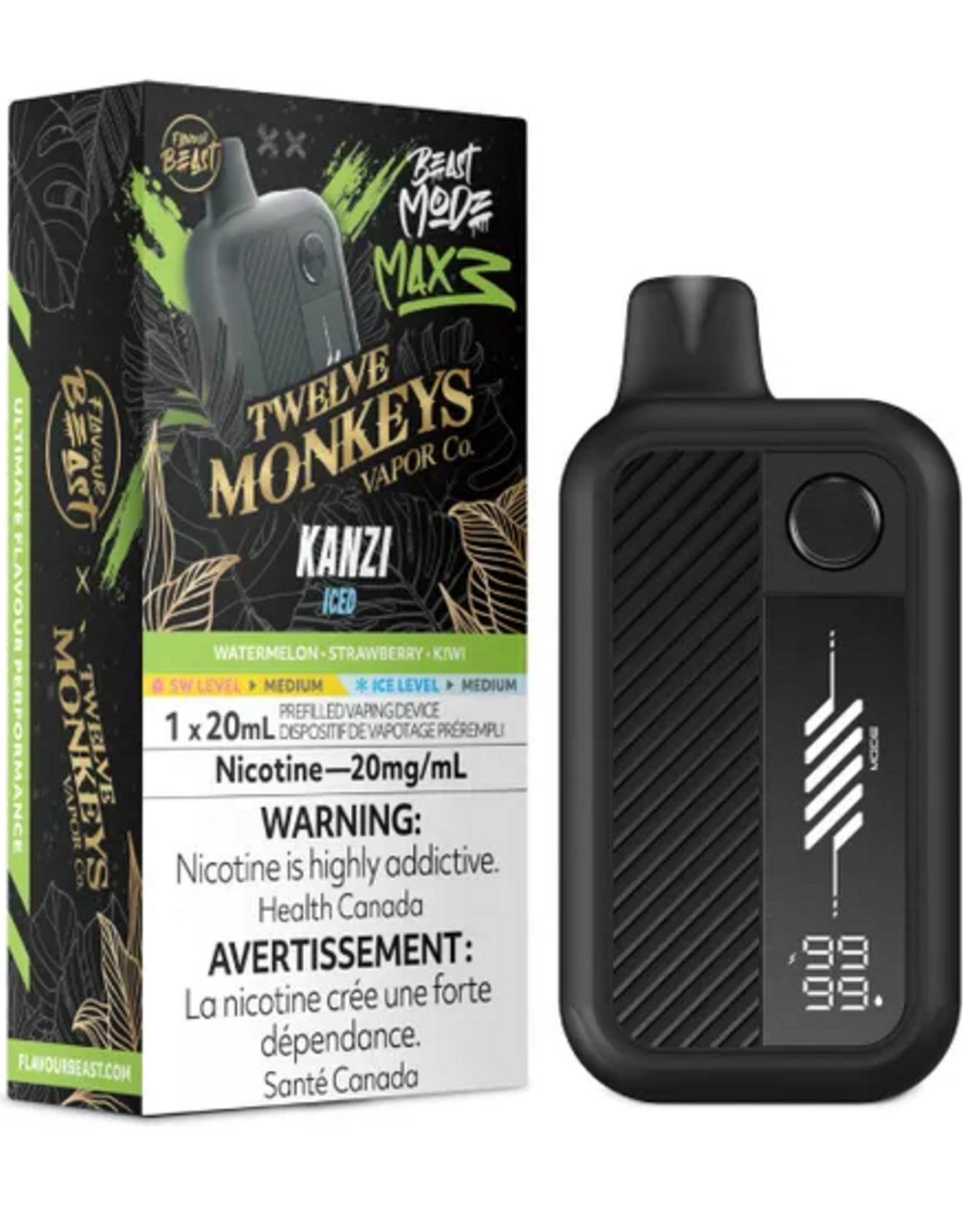 Flavour Beast Beast Mode Max 3 X 12 Monkeys Disposable