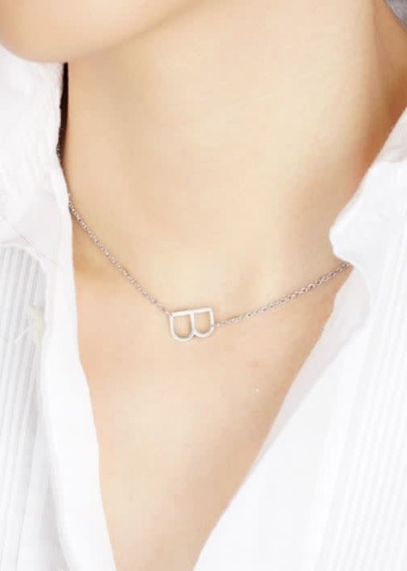 JJ+RR Initial Necklace Silver