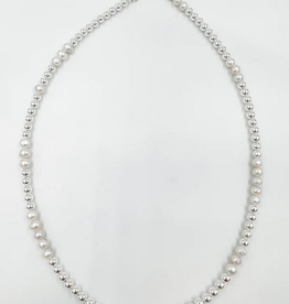 Saskia de Vries Sterling silver & pearl necklace 4mm