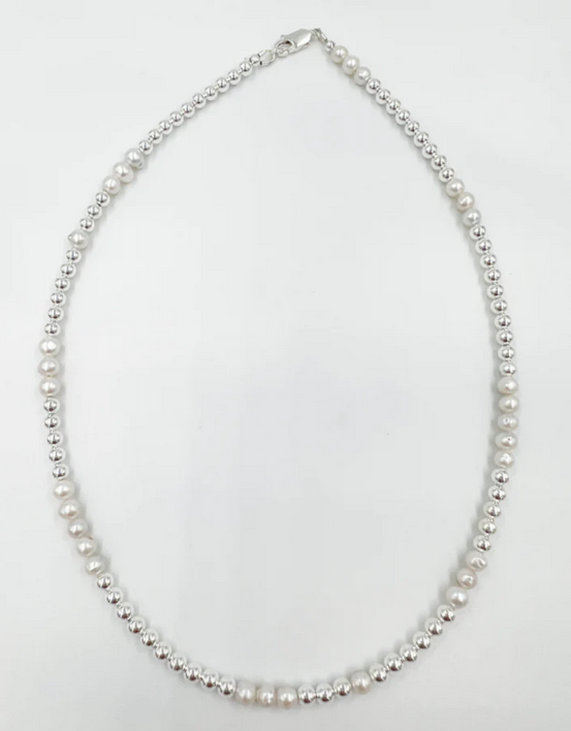 Saskia de Vries Saskia Sterling silver & pearl necklace 4mm