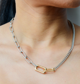 Jackie Fashion 16" curb & paper clip necklace