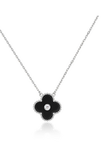 House of Jewellery HOJ BLACK ONYX WITH CENTER CZ NECKLACE
