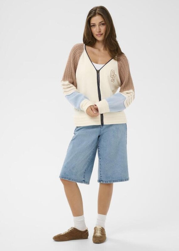 Cream Pura Zip Cardi