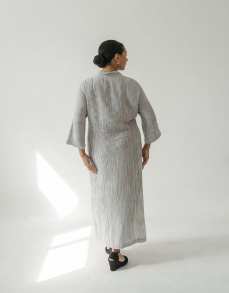 Pokoloko Pokoloko Striped Crinkle Shirt dress