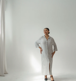 Pokoloko Striped Crinkle Shirt dress