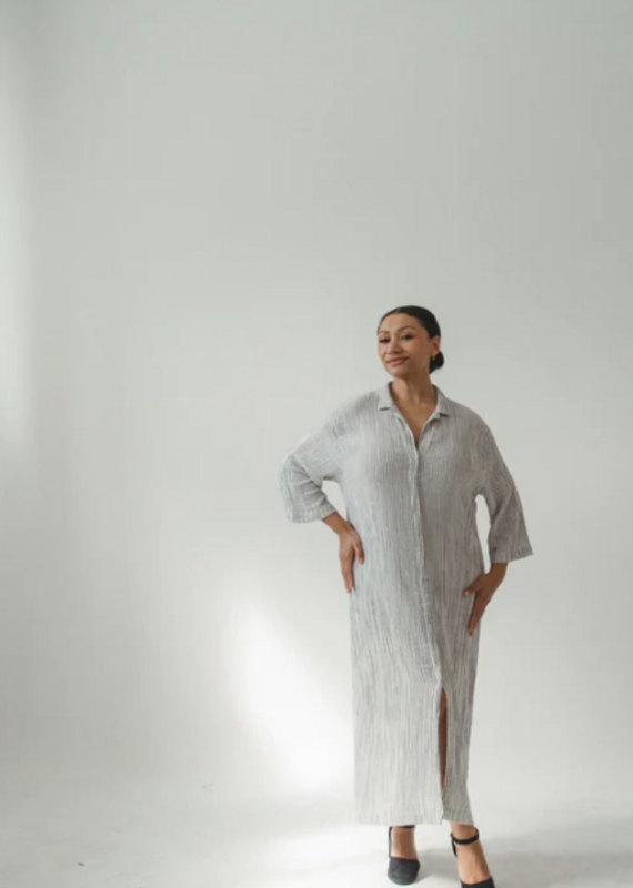 Pokoloko Striped Crinkle Shirt dress