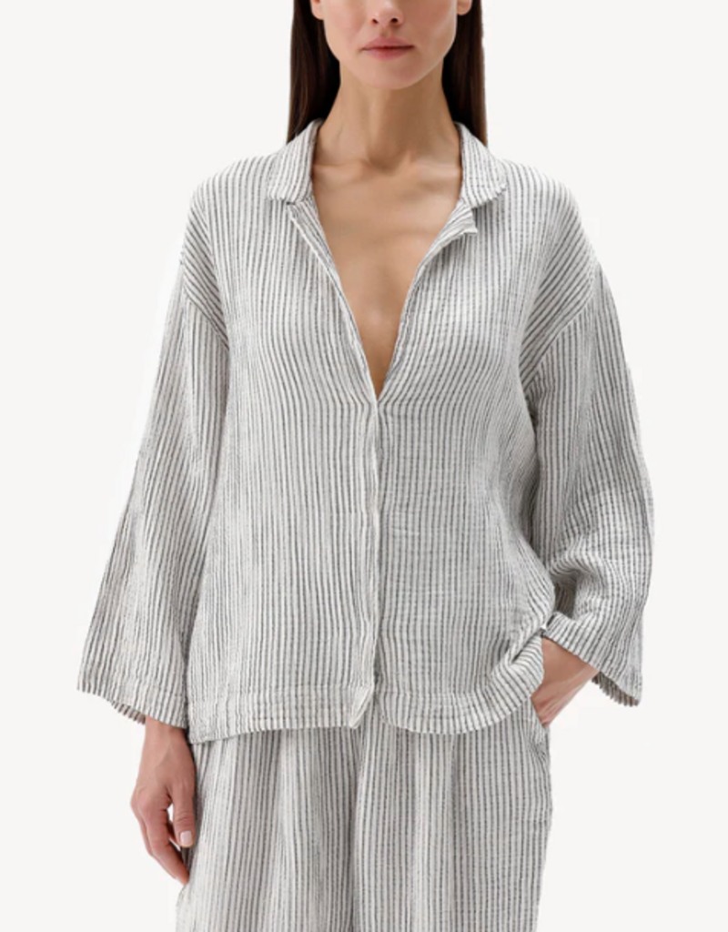 Pokoloko Pokoloko Striped Crinkle Shirt Blouse