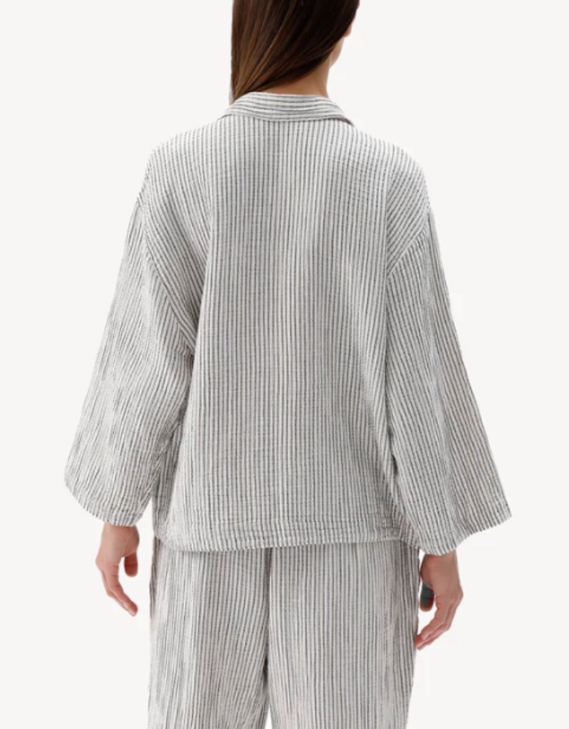 Pokoloko Pokoloko Striped Crinkle Shirt Blouse