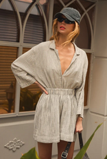 Pokoloko Pokoloko Striped Crinkle Shirt Blouse