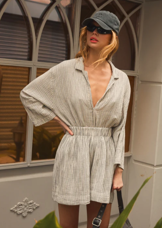 Pokoloko Striped Crinkle Shirt Blouse