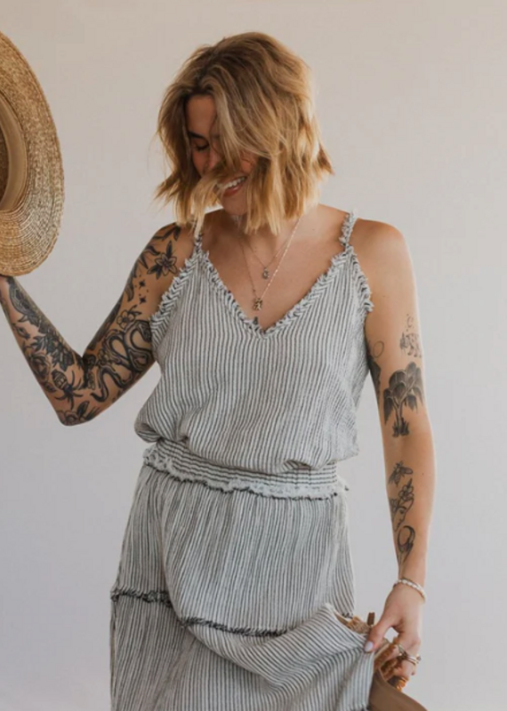 Pokoloko Striped Crinkle Strappy top