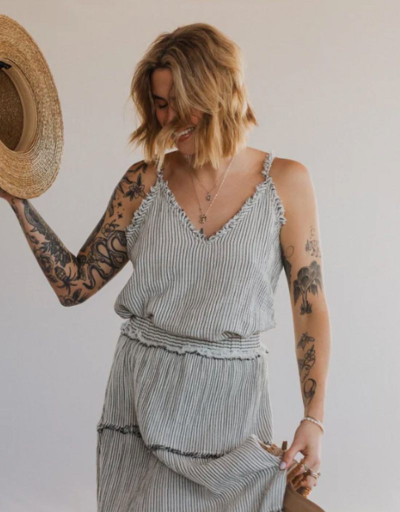 Pokoloko Pokoloko Striped Crinkle Strappy top