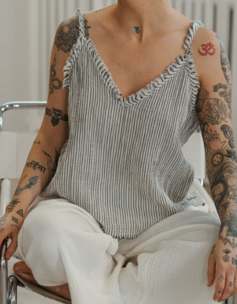 Pokoloko Pokoloko Striped Crinkle Strappy top