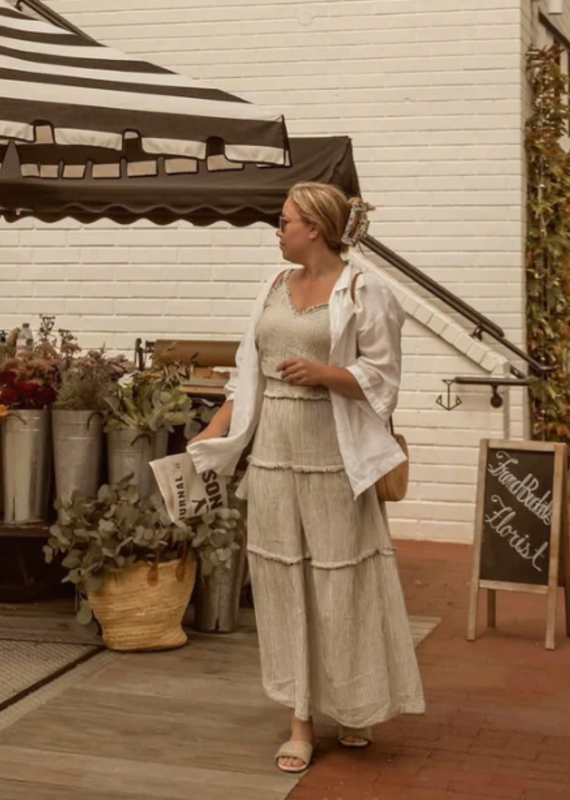 Pokoloko Striped Crinkle Ruffle skirt